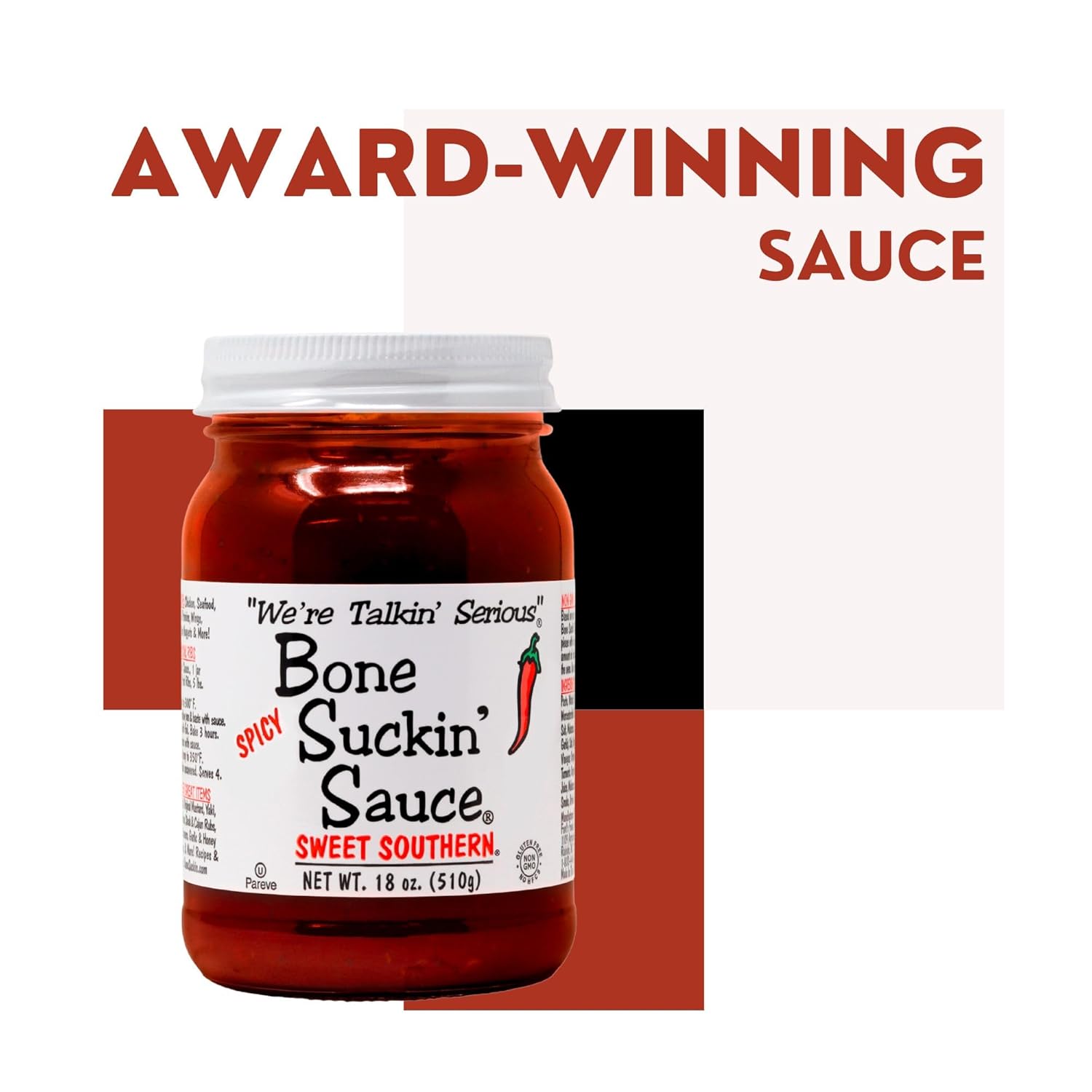 Bone Suckin' Sauce Sweet Southern Spicy BBQ Sauce- Gluten-Free, Non-GMO, Kosher, Spicy Barbecue Sauce Sweetened with Cane Sugar & Molasses (Spicy Sweet Southern)