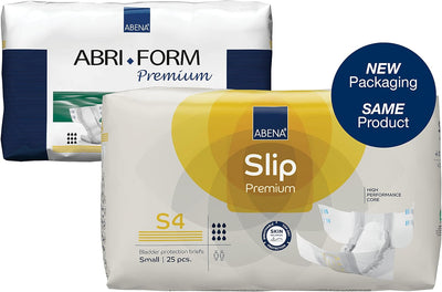 Abena Slip Premium Incontinence Briefs, Level 4, (Small to Extra Large Sizes), Small, 25 Count