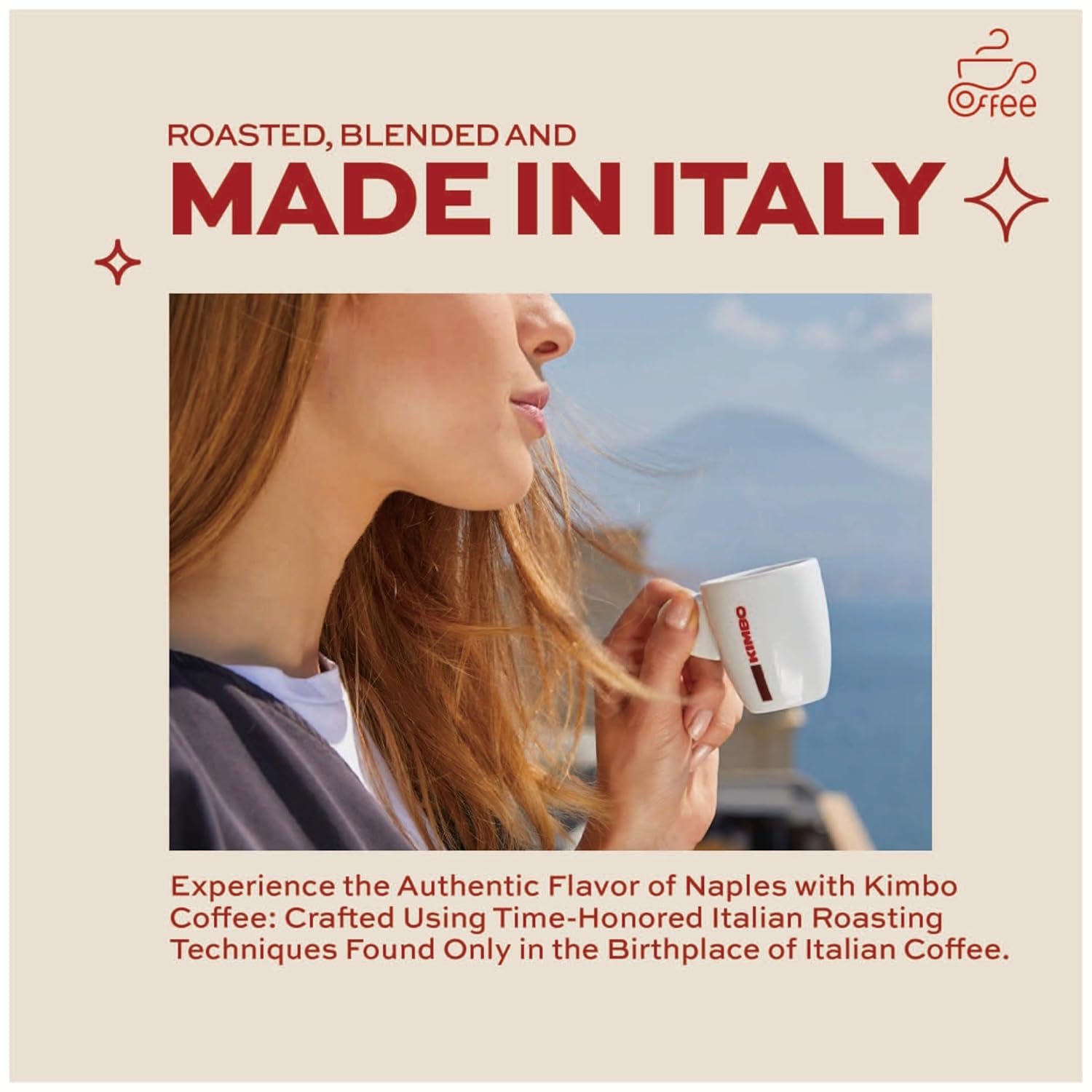 Kimbo Espresso Napoli Whole Beans 12 Oz Bag - Blended and Roasted in Italy - Medium to Dark Roast with Pleasant Floral Flavors