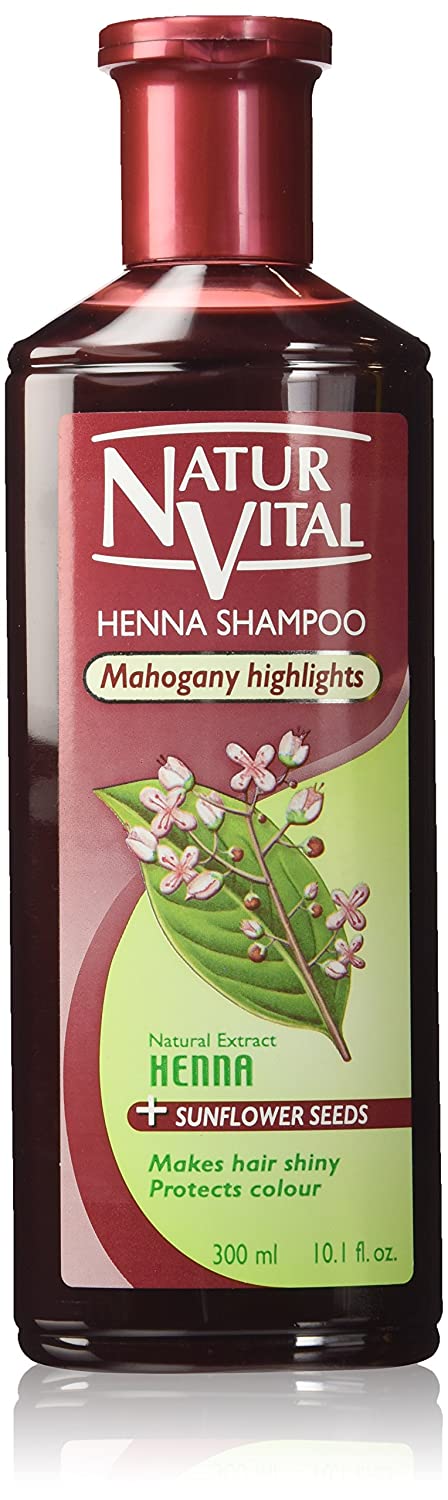 Natur Vital Hair Shampoo Henna Red (Mahogany) - Colour and Shine - 300 Ml / Natural & Organic