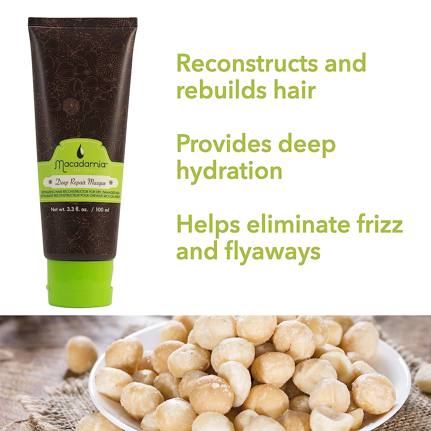 Macadamia Natural Oil Deep Repair Masque, 3.3 Fluid Ounce