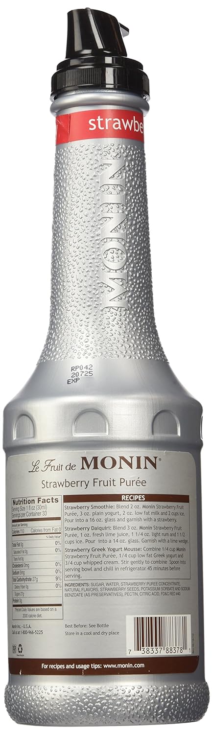 Monin Strawberry Puree Fruit Puree, 1 Liter (01-0409) Category: Drink Syrups