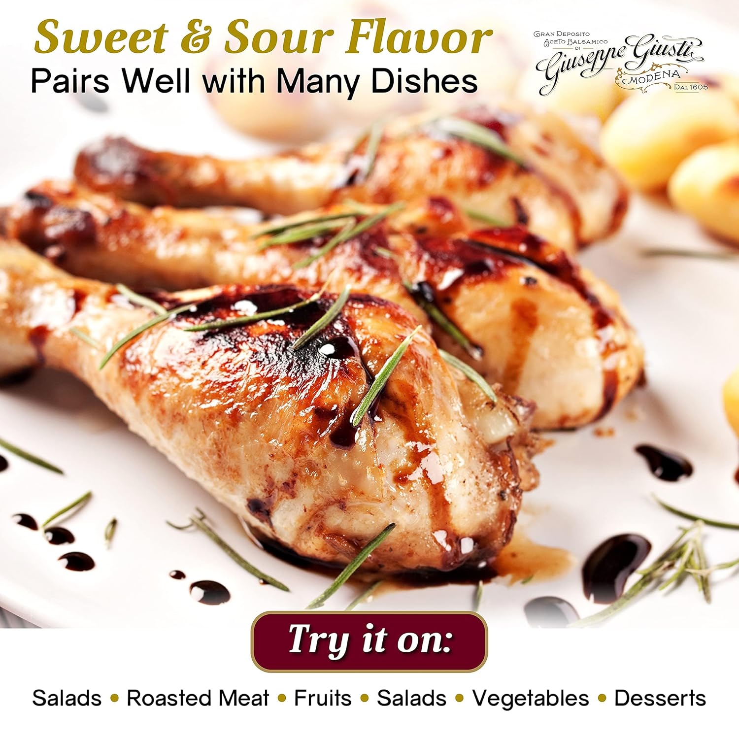 Giuseppe Giusti Italian Crema Balsamic Glaze Vinegar Reduction of Modena IGP, Natural Flavored Balsamic Vinegar Glaze Made With Balsamic Vinegar of Modena, Imported from Italy - 16.9 fl oz (500 ml)