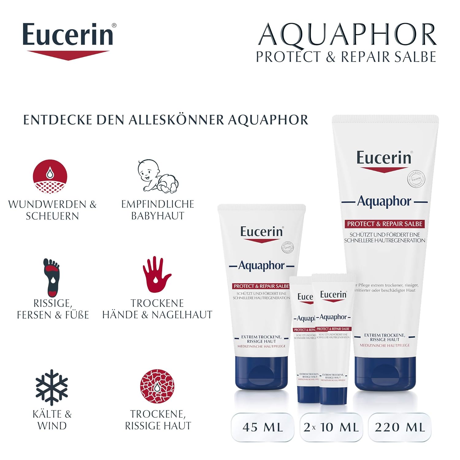 Eucerin Aquaphor Protect & Repair Salbe, 220 ml Ointment