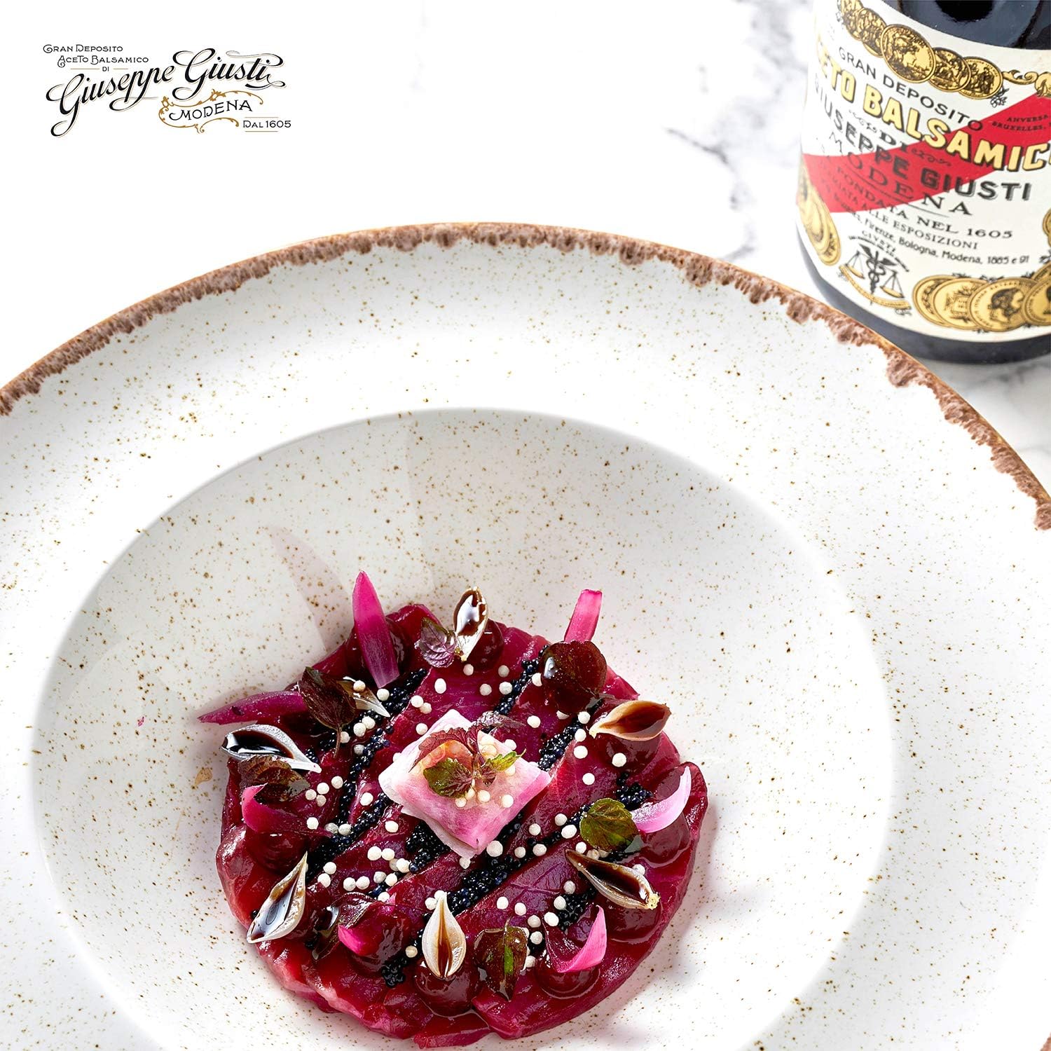 Giusti Giuseppe Modena Balsamic Vinegar, 5 Gold Medals "Banda Rossa" Champagnottina In a Gift Box, from Modena Italy, 3.38 fl oz (100ml)