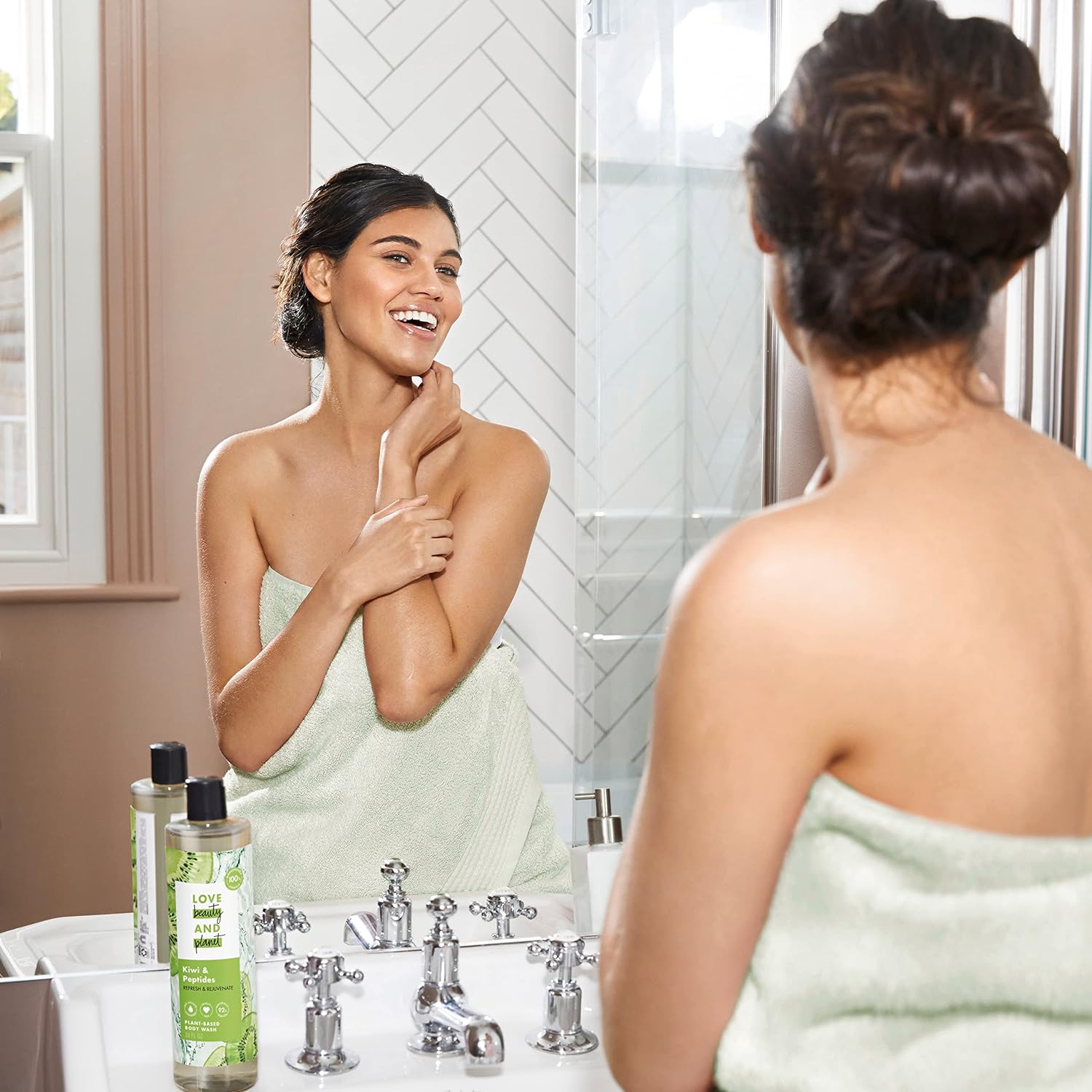 Love Beauty And Planet Plant-Based Body Wash Refresh and Rejuvenate Skin Kiwi and Peptides Made with Plant-Based Cleansers and Skin Care Ingredients, 100% Biodegradable 20 fl oz