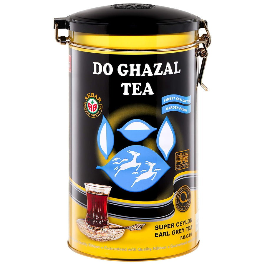 Do Ghazal Earl Grey Tea 400 Gram Tin - Pure Ceylon Loose Tea In Metal Tin - 14.1oz