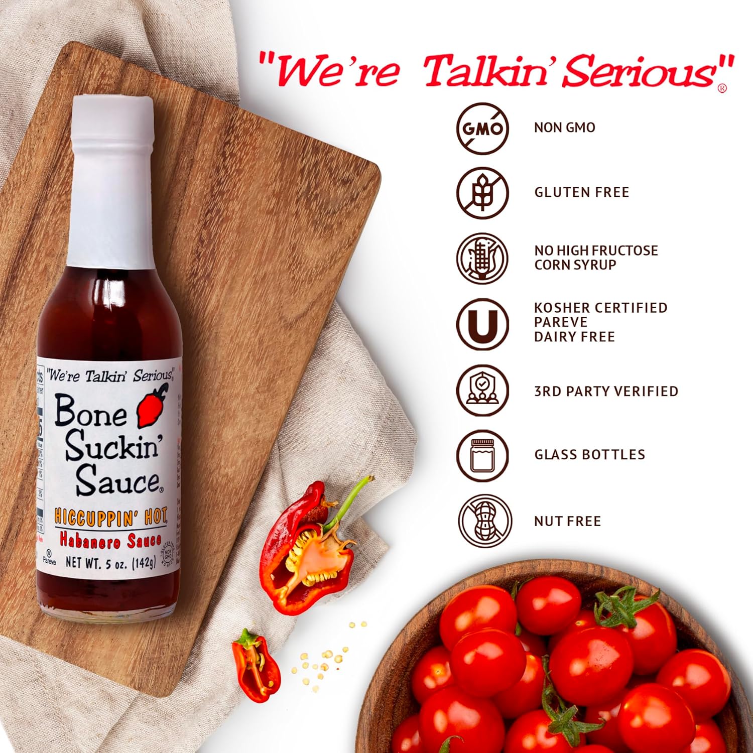 Bone Suckin' Hiccuppin' Hot Habanero Sauce - 5 oz. - Mother Nature's Habanero Heat Infusion