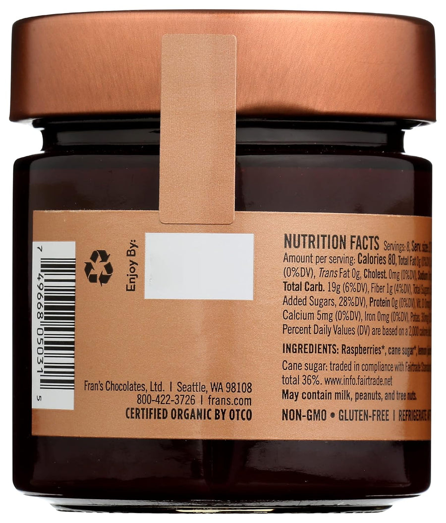 FRANS CHOCOLATES Organic Raspberry Sauce, 9.4 OZ