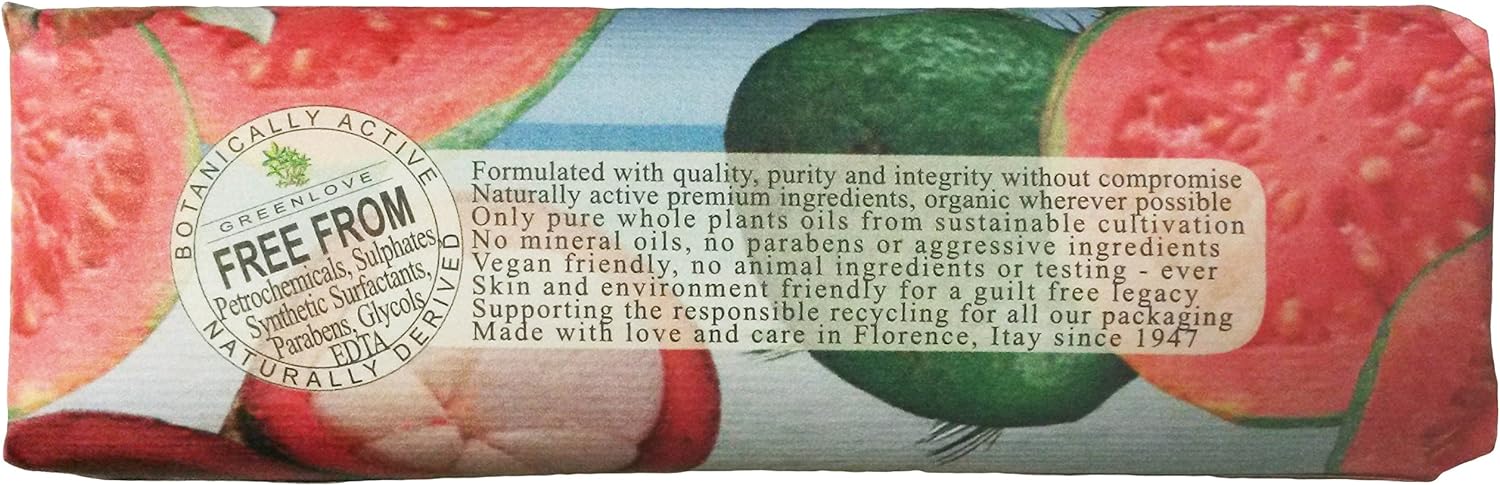 Saponeria Nesti Firenze:"Maracuja Delle Hawaii e Guava" Triple Milled Perfumed Natural Soap,"Paradiso Tropicale" Line 8.8 Ounces (250g)