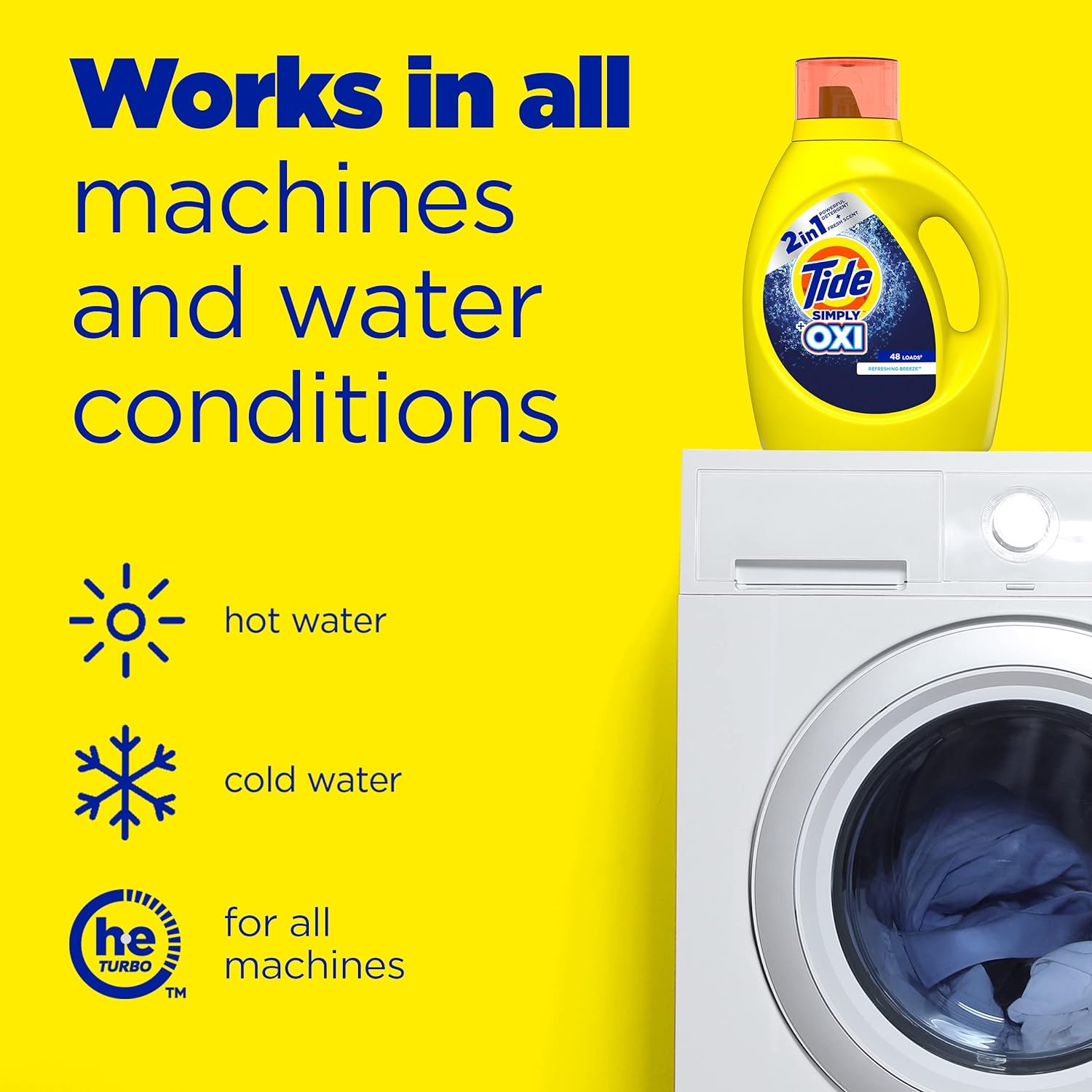 Tide Simply + Oxi Liquid Laundry Detergent, Refreshing Breeze, 6 loads, 10 fl oz