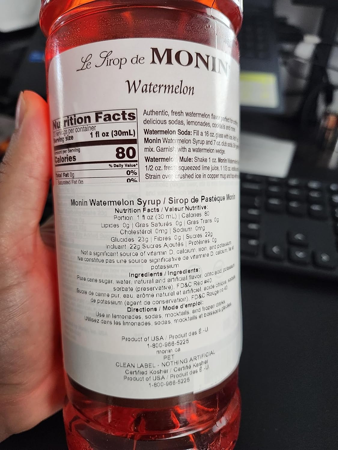 Monin Classic Watermelon Pet Syrup