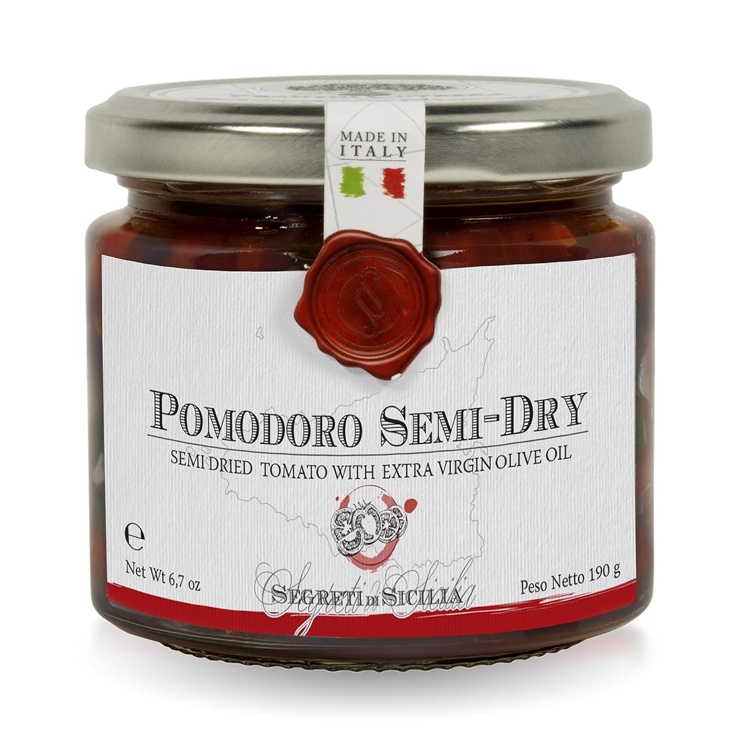 Frantoi Cutrera - Pomodorino Semi Secco - Semi-Dried Cherry Tomatoes in Extra Virgin Olive Oil, Product of Italy, 6.7oz