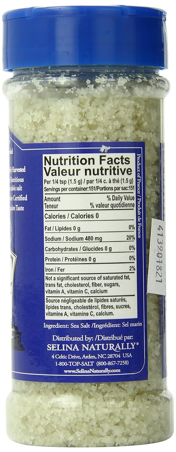 Light Grey Celtic Sea Salt Shaker – Easy to Use, Large Refillable, Reusable Glass Shaker with Additive-Free, Delicious, Gluten-Free, Non-GMO Verified, Kosher and Paleo-Friendly, 8 Ounces