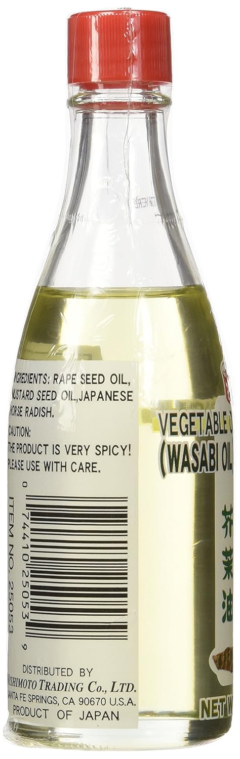 Shirakiku Cooking Vegetable Oil with Horse Radish | Rape Seed Oil, Mustard Seed Oil, and Japanese Radish Oil | Spicy Wasabi Oil Flavor | Low Carb Vegetable Oil Bottle - 3.17 Fl Oz