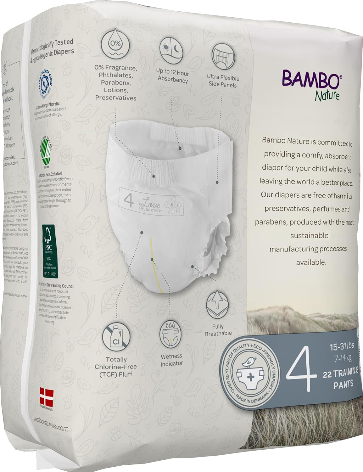 Bambo Nature Premium Training Pants (SIZES 4 TO 6 AVAILABLE), Size 4, 22 Count, White