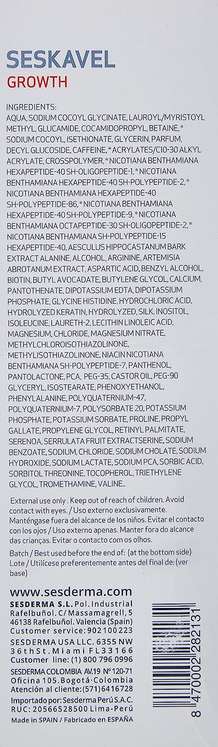 Sesderma SESKAVEL Strengthening Hair Shampoo, 6.8 Fl Oz (Pack of 1)