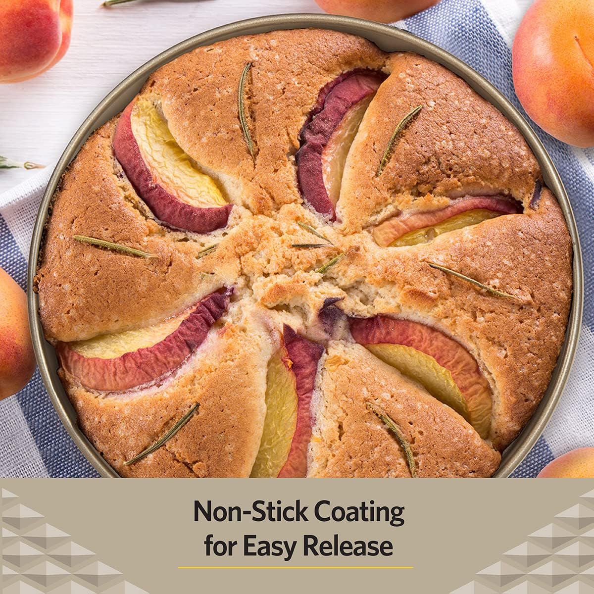 Glad Round Baking Pan Nonstick-Heavy Duty Metal Bakeware for Cakes and Desserts, Gold