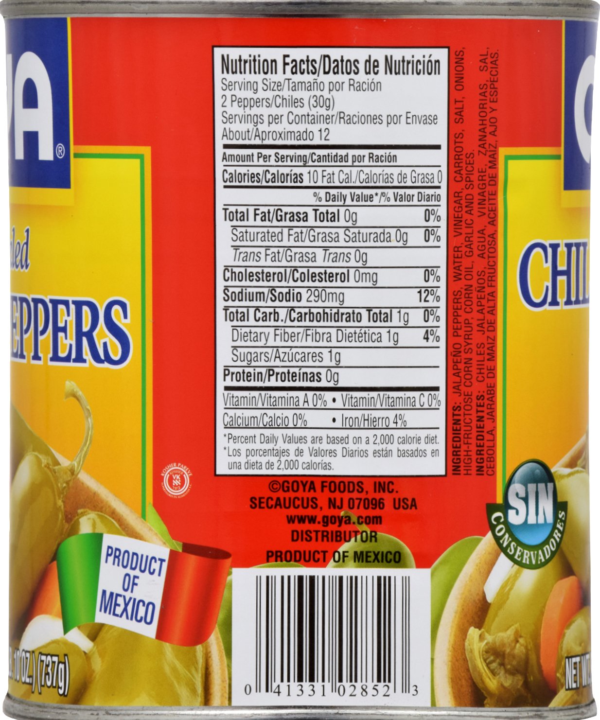 Goya Foods Whole Jalapeno Peppers, 26 Ounce