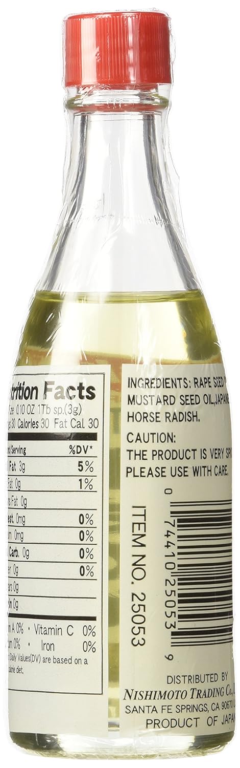 Shirakiku Cooking Vegetable Oil with Horse Radish | Rape Seed Oil, Mustard Seed Oil, and Japanese Radish Oil | Spicy Wasabi Oil Flavor | Low Carb Vegetable Oil Bottle - 3.17 Fl Oz
