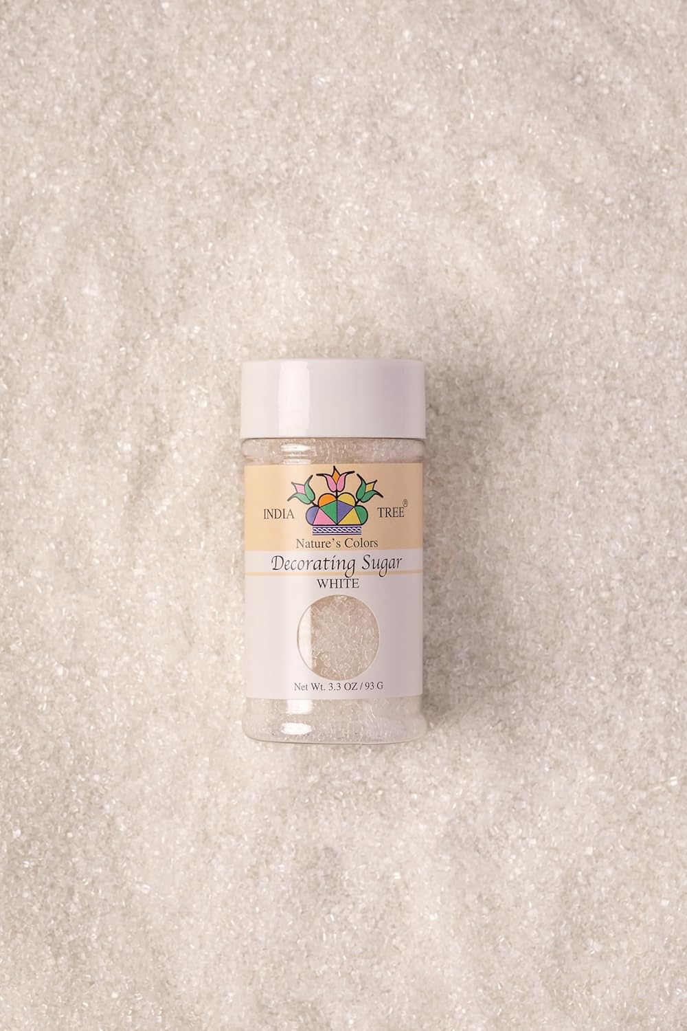 Nature's Colors, White Sugar , Pure Sugar Sprinkles for Baking and Decorating, Small , 3.3 Oz Jar (Pack of 1)