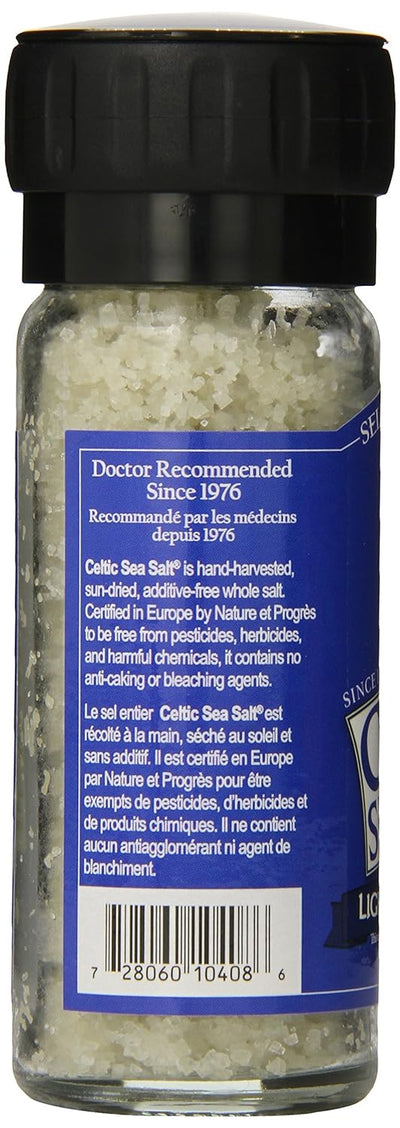 Celtic Sea Salt, Light Grey Grinder, 3 oz White