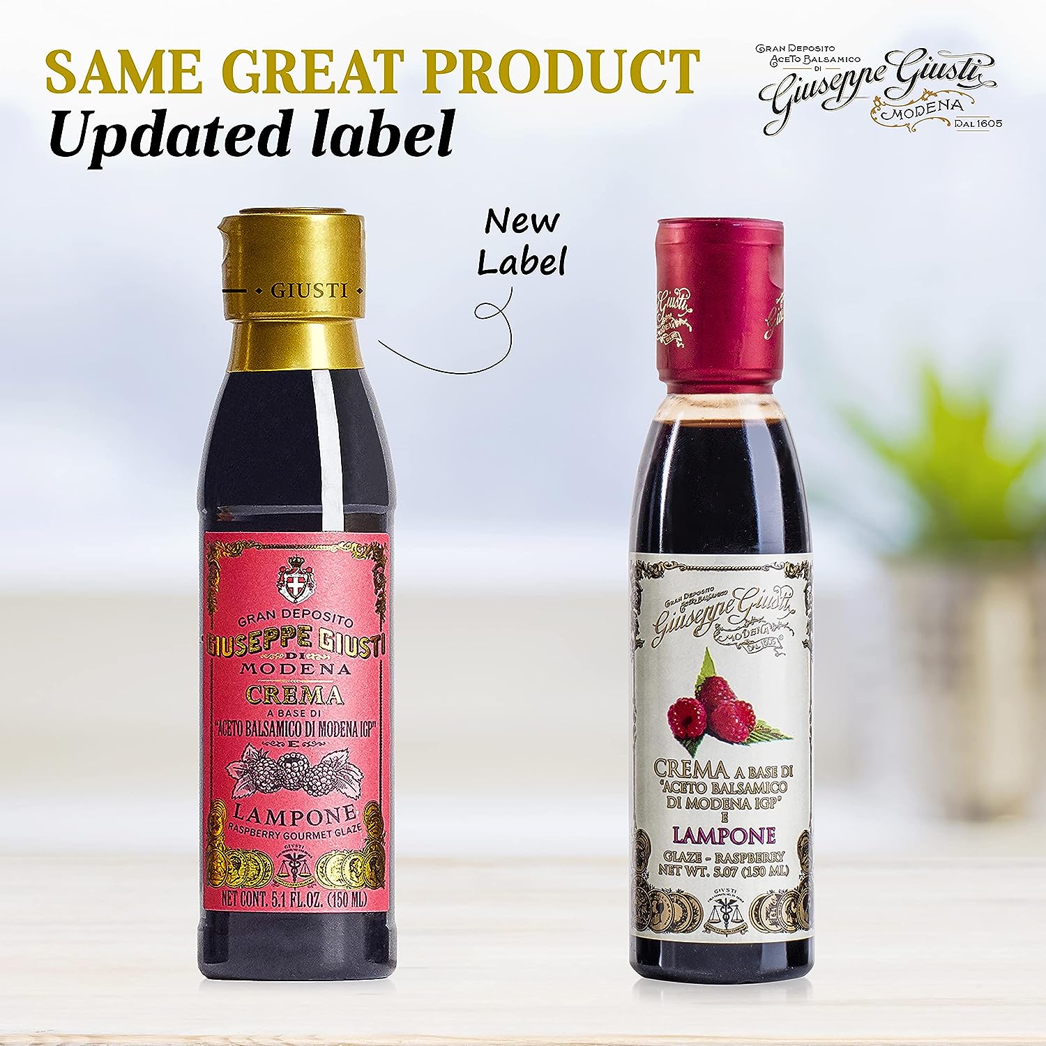 Giuseppe Giusti Crema Raspberry Balsamic Glaze of Modena - 150 ml - Pack of 1