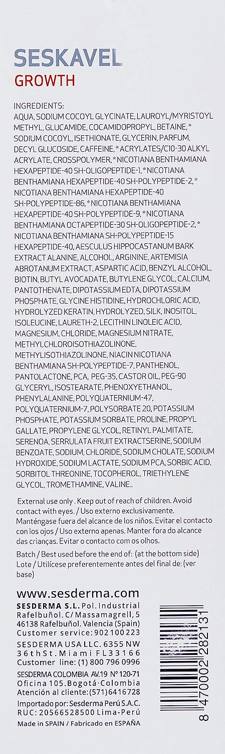 Sesderma SESKAVEL Strengthening Hair Shampoo, 6.8 Fl Oz (Pack of 1)