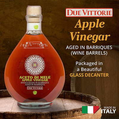 Due Vittorie Apple Vinegar - Easy to Drink Raw Apple Cider Vinegar Aged in Barrique Wine Barrels, Gourmet Vinegar for Cooking, Imported From Italy, All Natural - 16.9 fl oz / 500ml