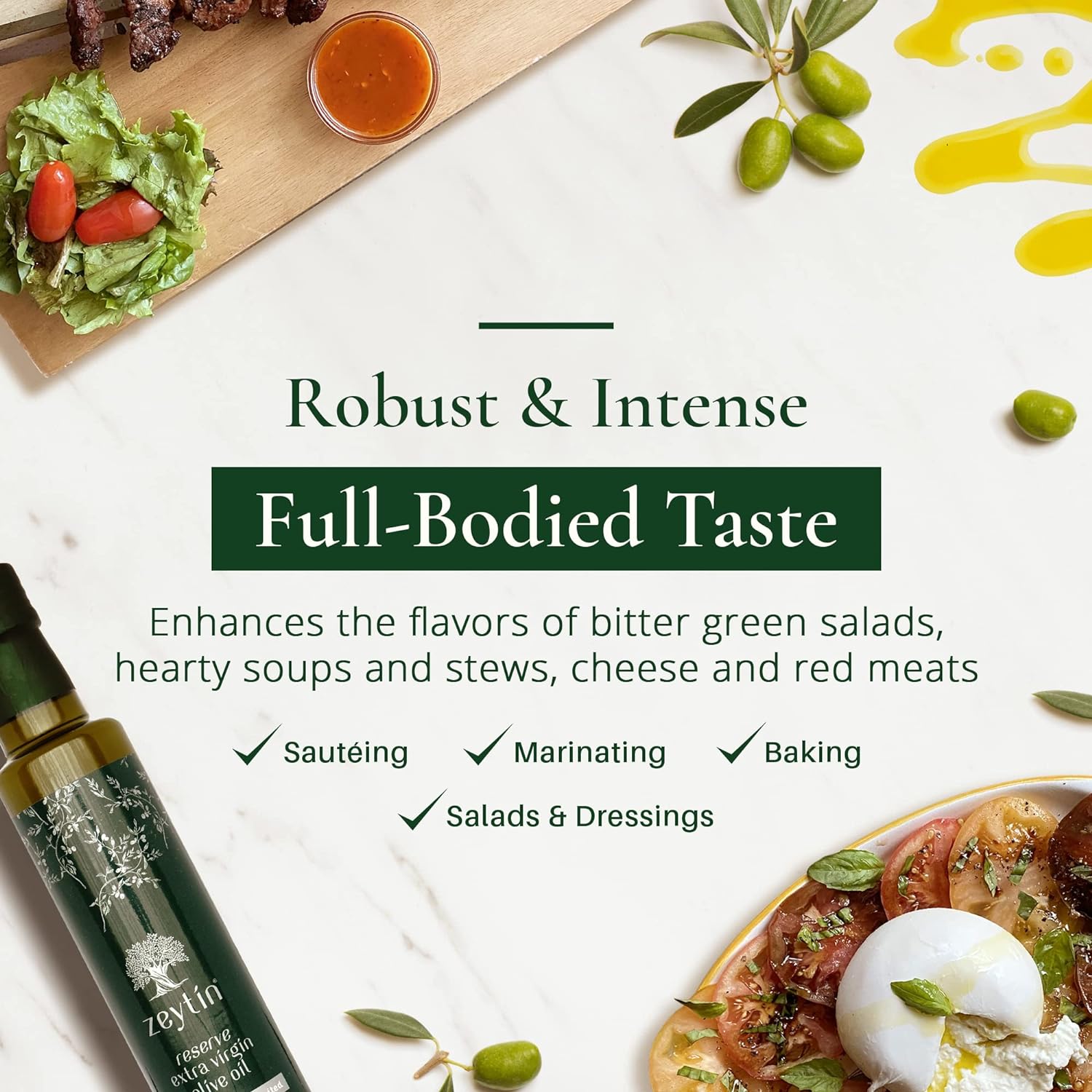 Zeytin - Olive Oil Reserve Extra Virgin - Early & Fresh 2022-2023 Harvest - Awarded Brand - Single Estate, 40x More Polyphenol - Cold Pressed Glass Bottle - Vegan, Keto, Robust & Intense - 8.5fl oz