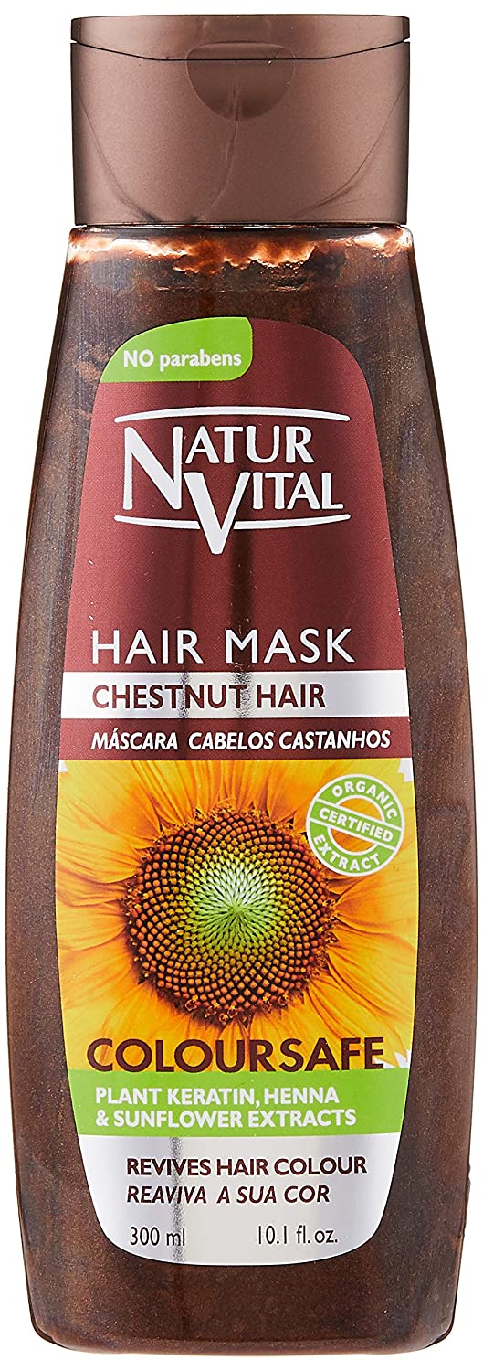 Natur Vital Colouring Hair Mask - Repairs and Colours - 300 Ml/Natural & Organic. (Chestnut Hair)