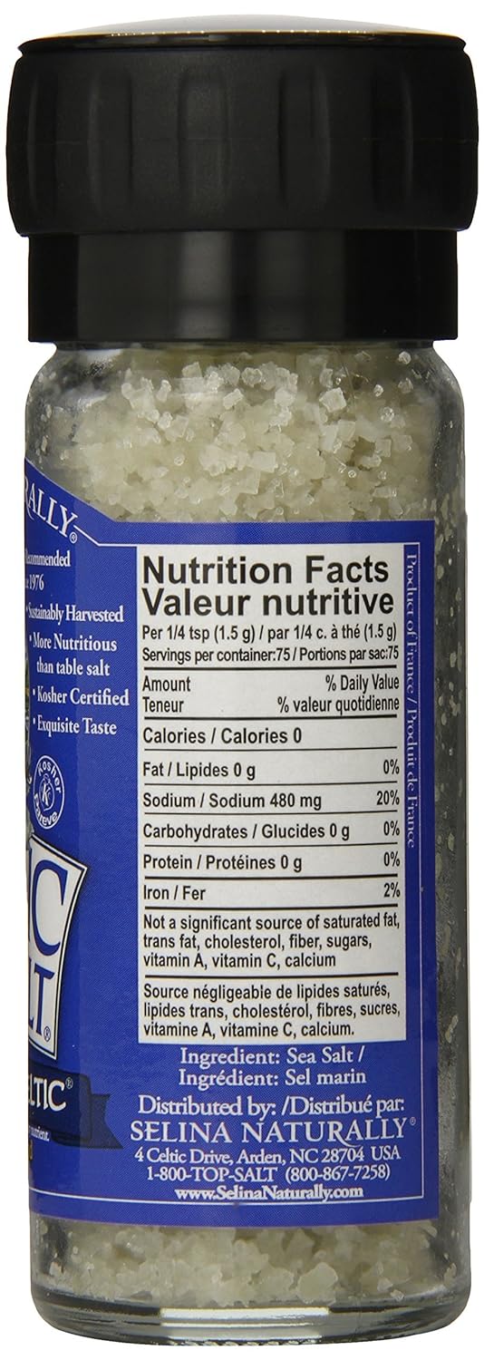 Celtic Sea Salt, Light Grey Grinder, 3 oz White
