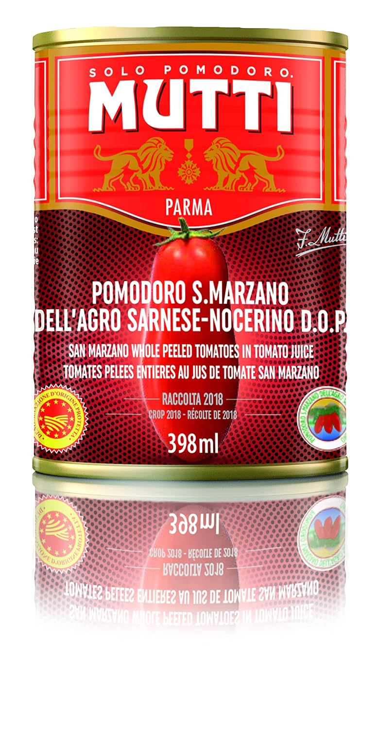 Mutti Whole Peeled Authentic San Marzano PDO Tomatoes (Pelati), 14 oz. | 6 Pack | Italy’s #1 Brand of Tomatoes | Canned Tomatoes | Vegan Friendly & Gluten Free | No Additives or Preservatives