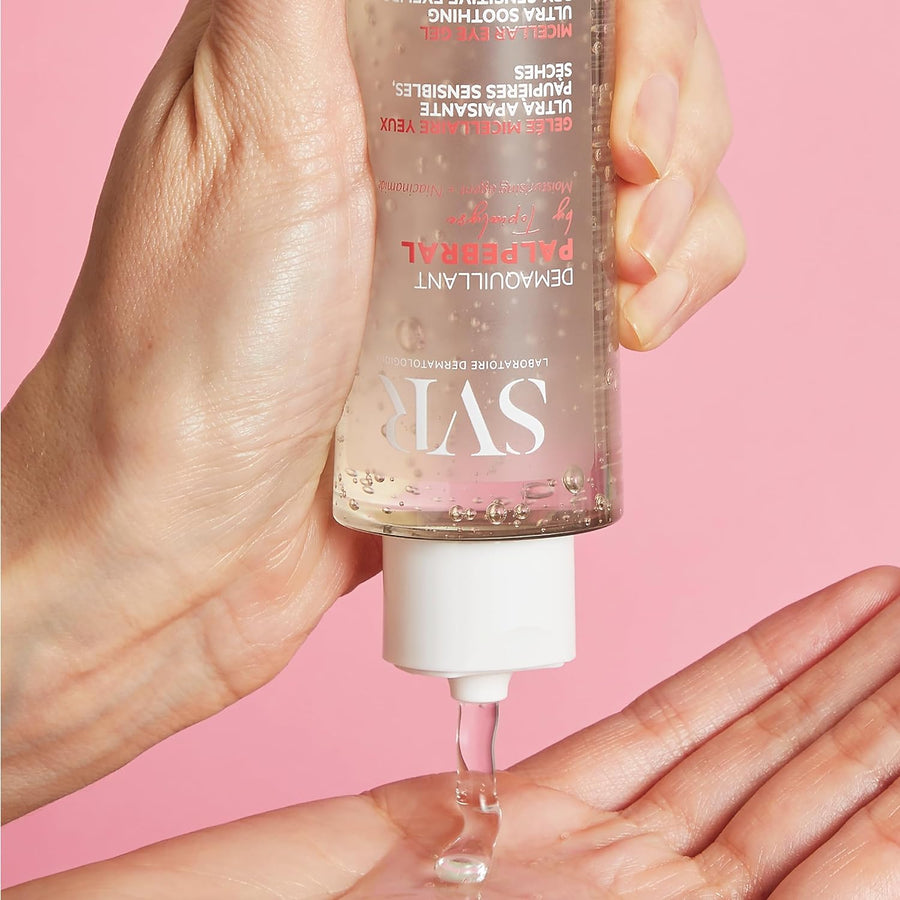 SVR Palpebral Eye Makeup Remover Gel for Very Sensitive & Dry Eyelids and Eye Contour. Fragrance-Free Care with Niacinamide to Soothe and Hydrate while easily Removing Waterproof Makeup, 4.3 fl.oz.