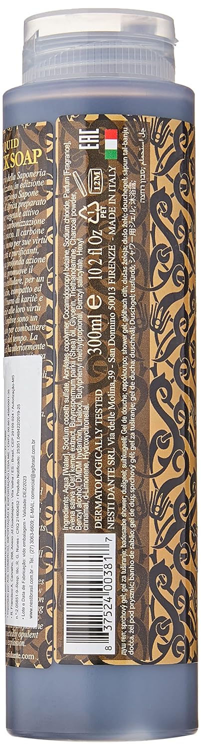 Nesti Dante 251261 10.2 oz Luxury Liquid Black Soap Shower Gel with Vegetal Active Carbon