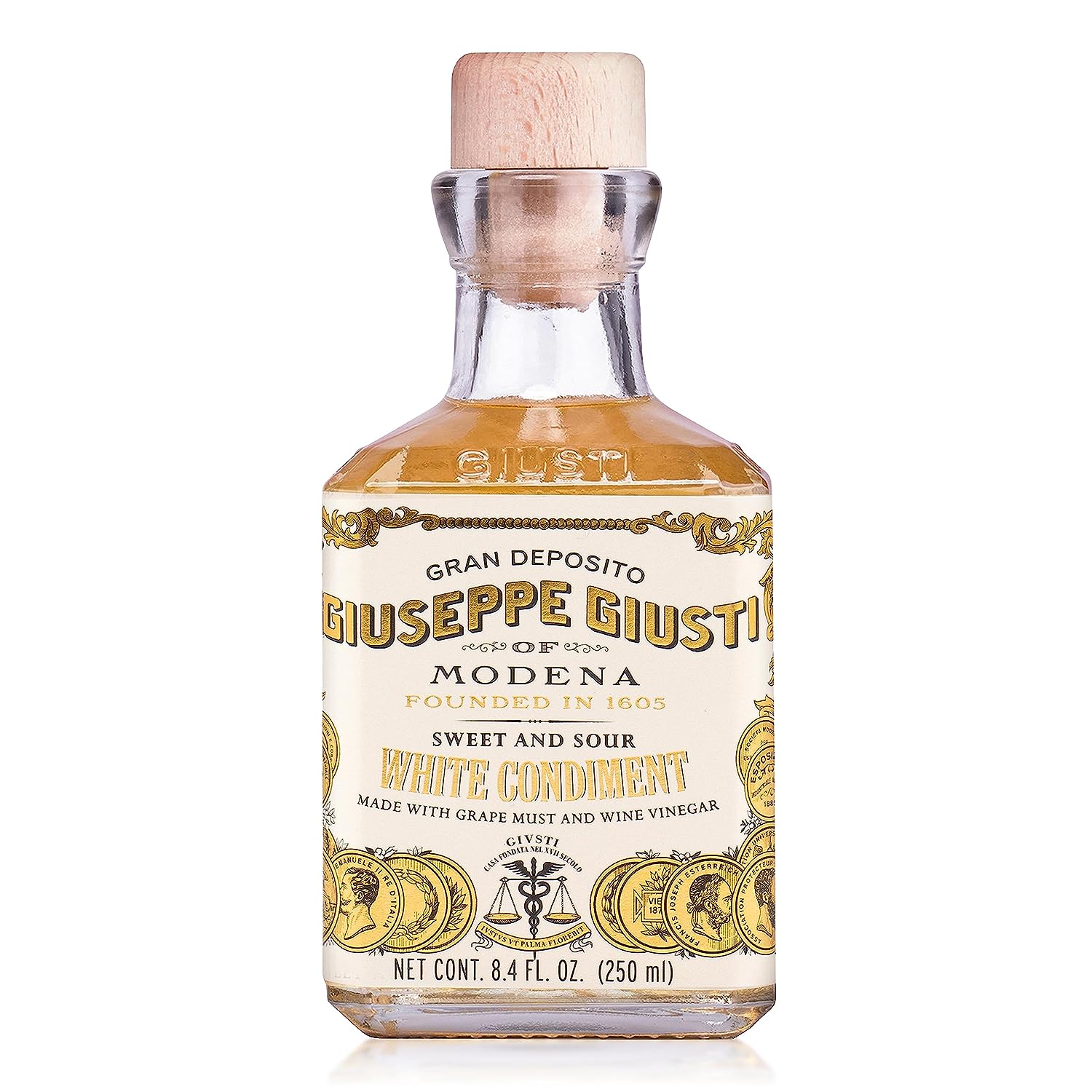 Giuseppe Giusti White Wine Vinegar - White Balsamic Vinegar - Italian Made - Aged Balsamic Vinegar - Fruity and Sweet - Salad Dressing - Modena Balsamic Vinegar - 8.45fl oz (250ml)