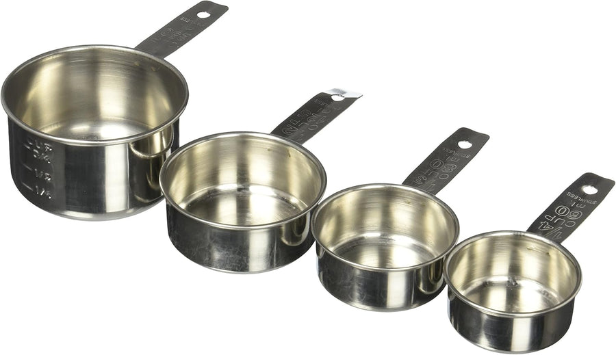 Crestware Stainless Steel Measuring Cup Set One Quarter Cup, One Third Cup, Half Cup, 1 Cup Measures