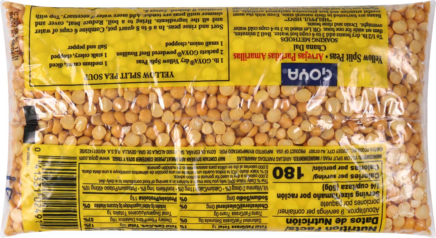 Goya Foods Yellow Split Peas, Dry, 16 Ounce