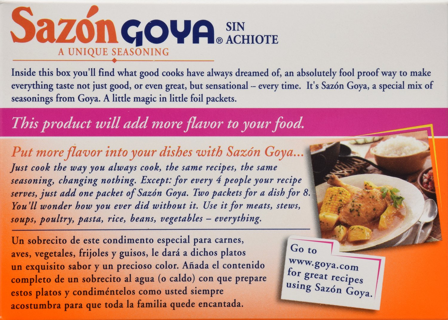 Goya Sazón Seasoning Without Annatto, 2.11 Ounce