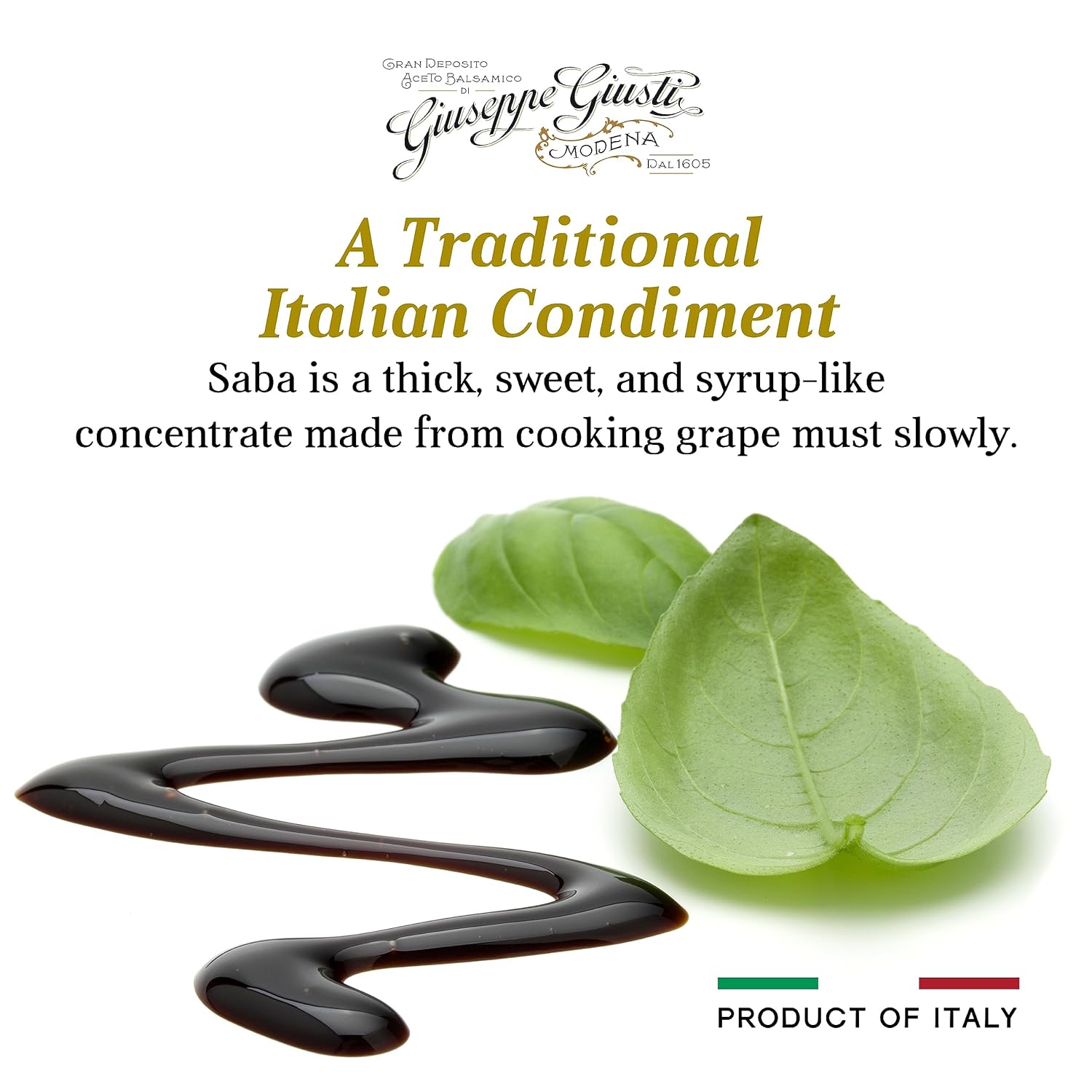 Giuseppe Giusti Saba - Italian Saba Cooked Grape Must Made in Modena, Italy - Gourmet Gift, Sweet and Fruity Flavor, 250ml Bottle