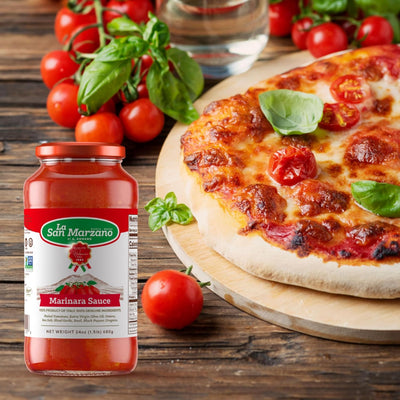 La San Marzano - Marinara Sauce - Pasta Sauce with 100% Italian Tomatoes Made in Italy - Peeled Tomatoes with Fresh and Natural Ingredients Non GMO Tomatoes, Vegan, Gluten Free, Kosher, Mediterranean Diet 24 Ounce Jar