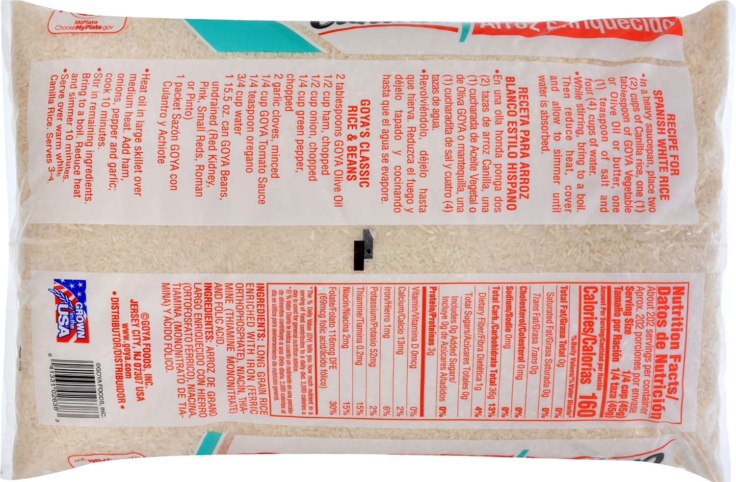 Goya Foods Canilla Extra Long Grain White Rice, 20 Pound