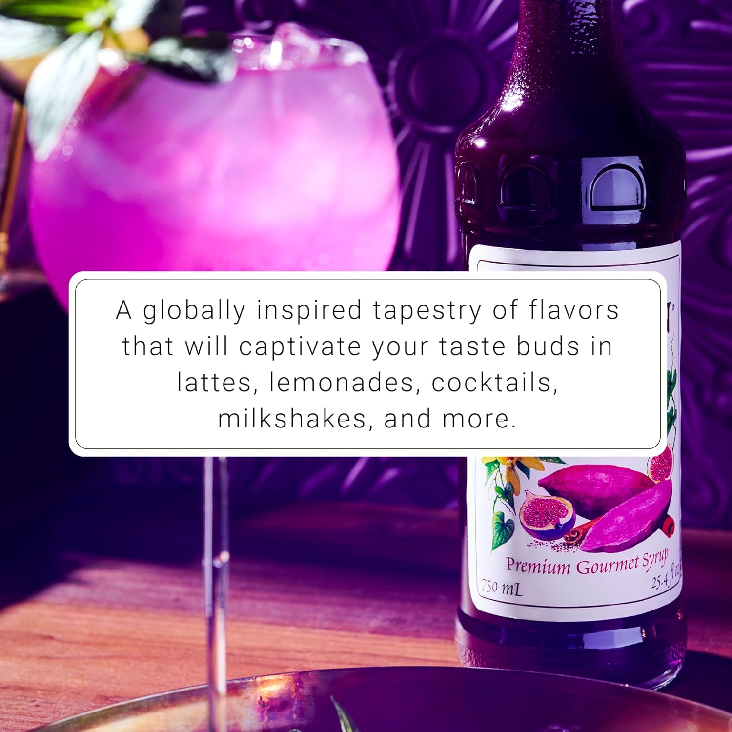 Monin - Ube Blend Syrup, Savory & Sweet, Blended With Notes of Fig, Cinnamon & Vanilla, Great for Lemonades, Boba Tea, & Coffee, Dairy-Free, No Artificial Sweeteners, Gluten-Free (Glass, 750 mL)