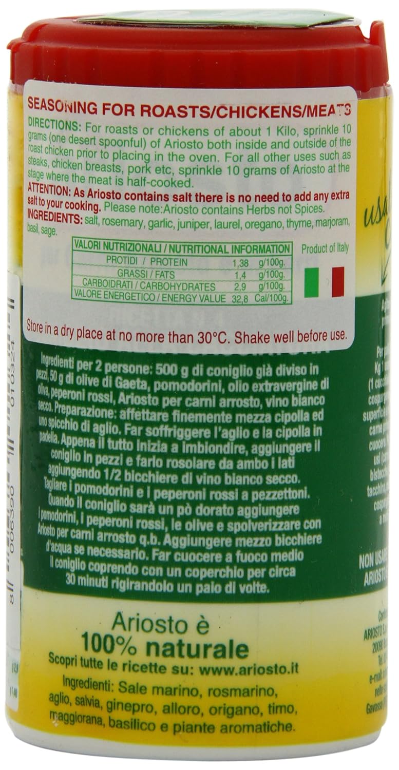 Ariosto Meat Seasoning, Roasted and Grilled, 2.8 Ounce, 1 Pack