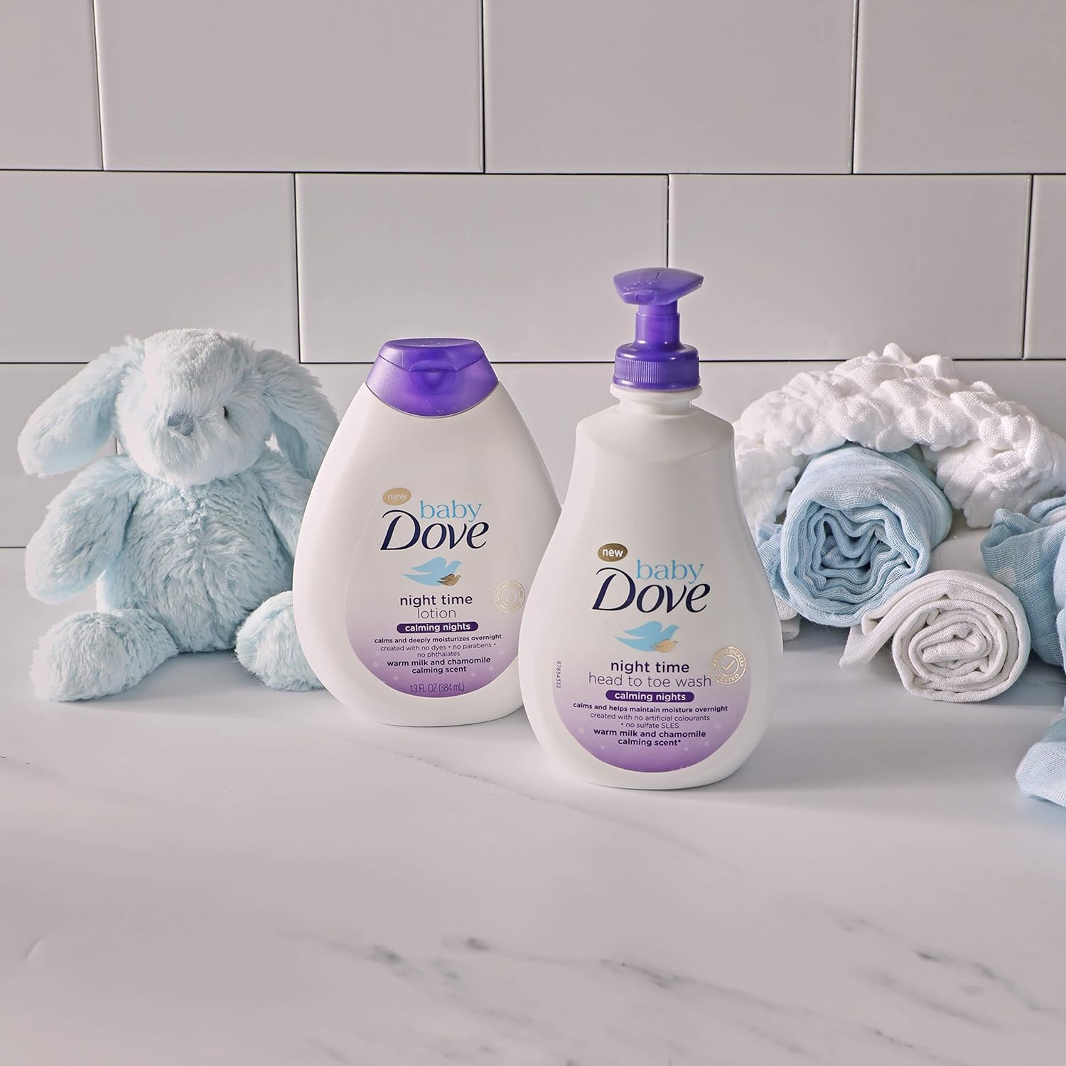 Baby Dove Calming Moisture Sensitive Skin Night Time Wash, 3 Pack Hypoallergenic and Tear-Free Bath Wash, Scented, Suitable for Newborns, 400 ml (3x 13.52 oz)