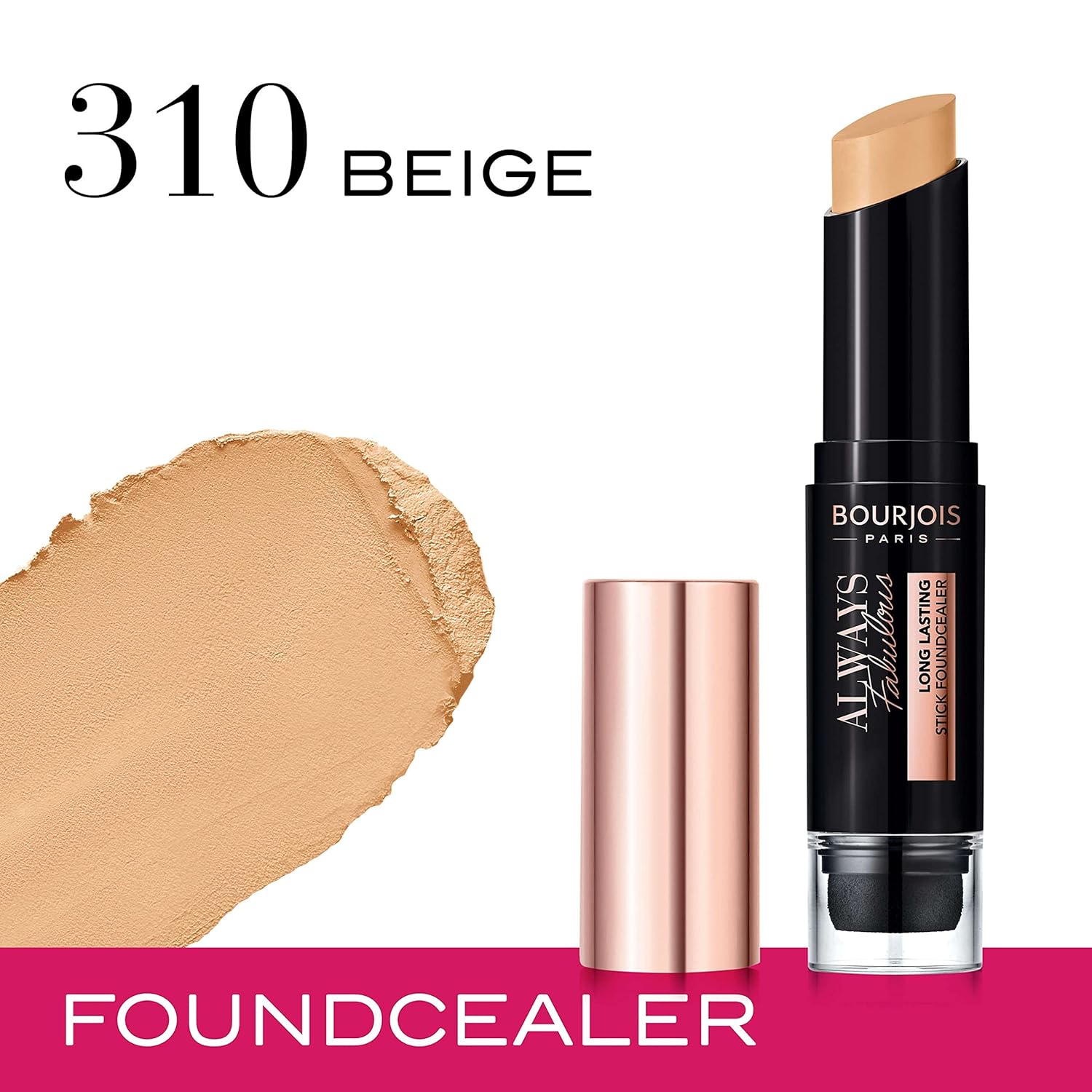 Bourjois Always Fabulous 24 Hour 2-in-1 Foundation and Concealer Stick with Blender, 310 Beige