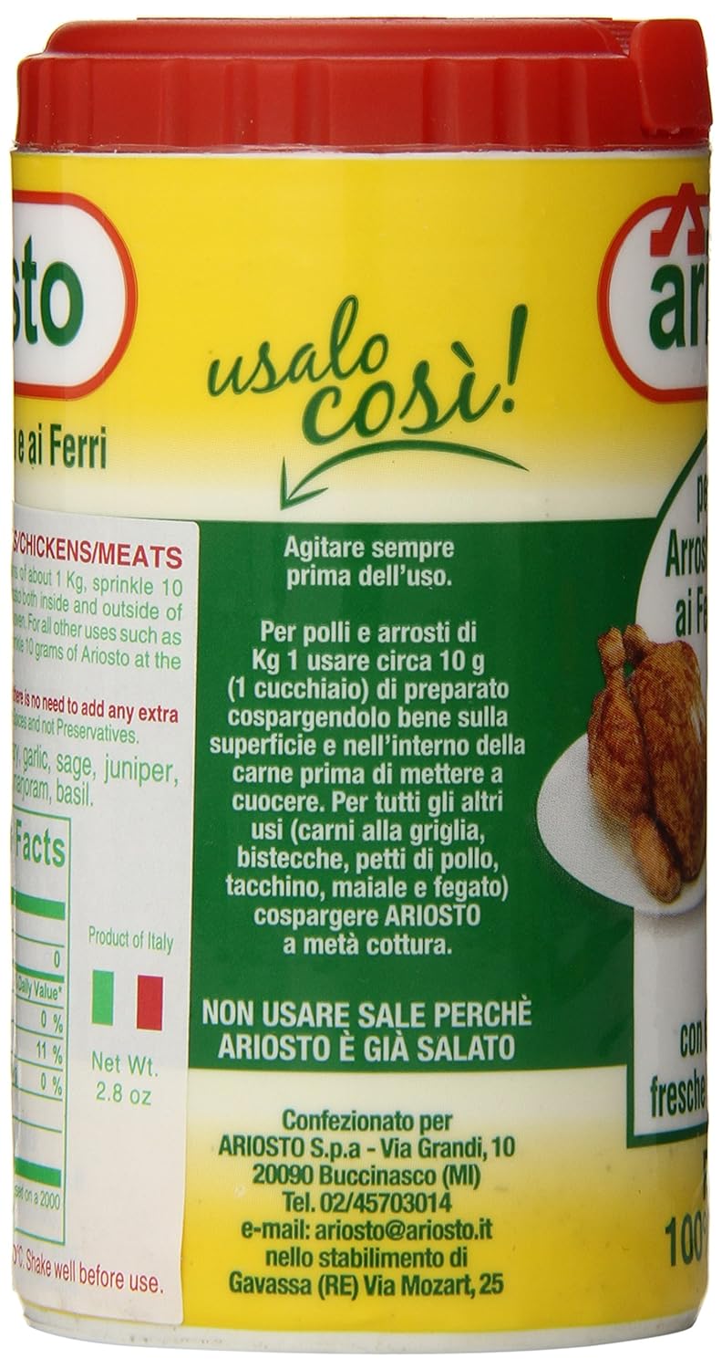 Ariosto Meat Seasoning, Roasted and Grilled, 2.8 Ounce, 1 Pack