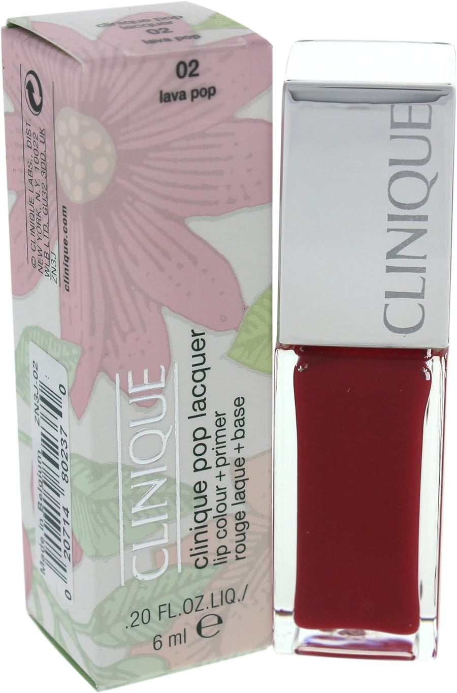 Clinique Pop Lacquer Lip Color + Primer, No. 02 Lava Pop, 0.2 Ounce
