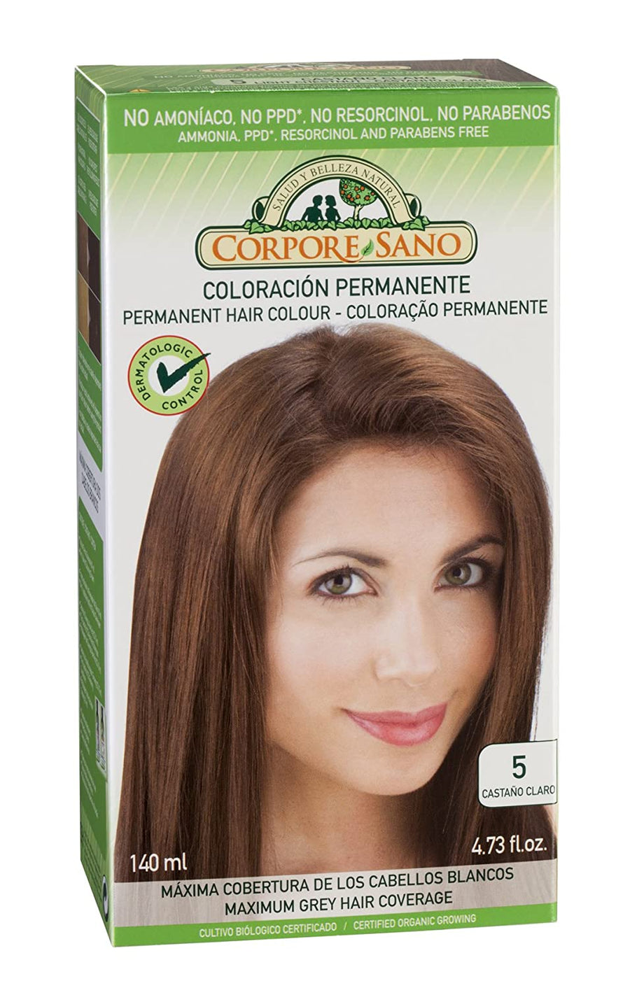 Corpore Sano Permanent Hair Color (Does Not Contain: PPD. AMMONIA, RESORCINOL, PARABENS. (~ 5 Light Chestnut)