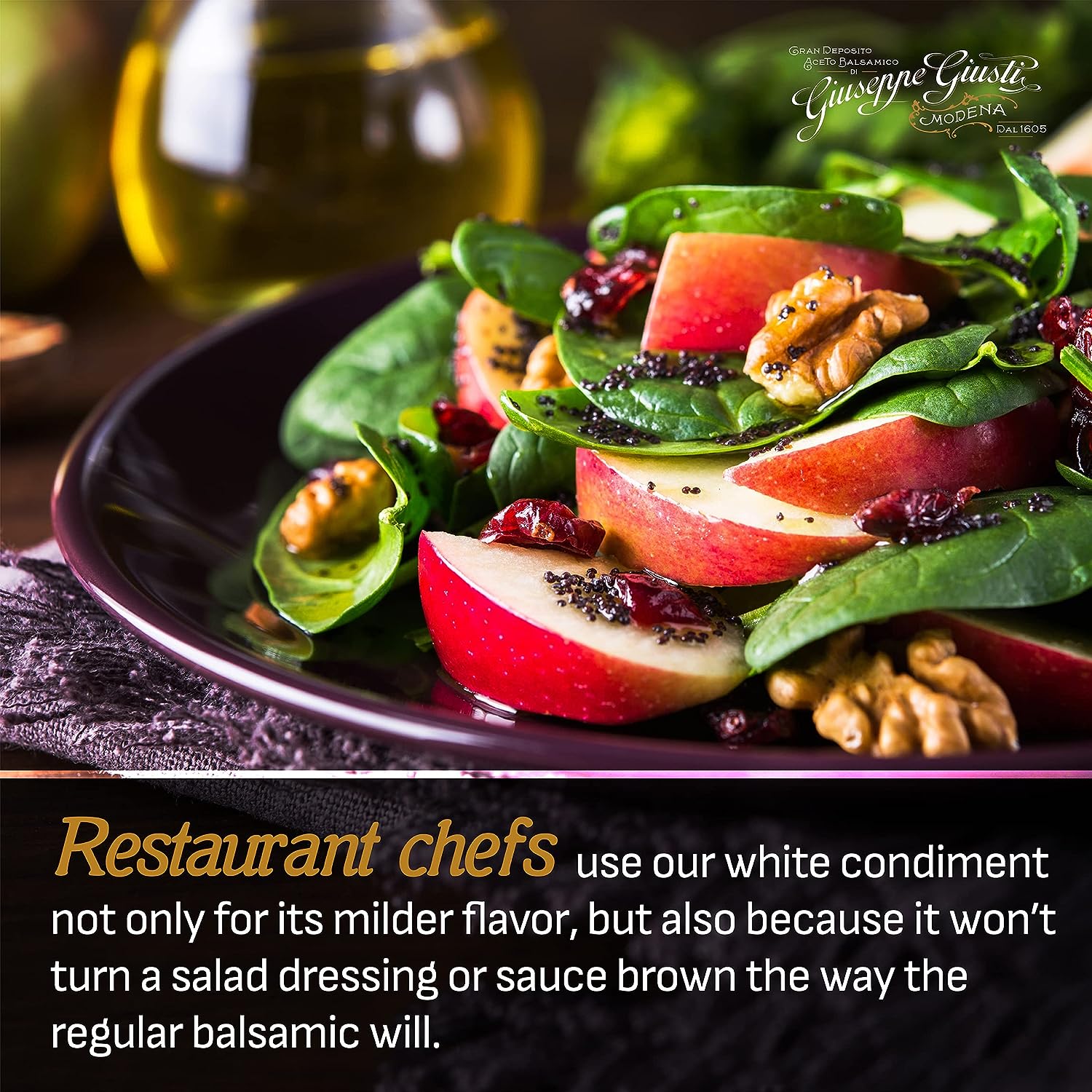 Giusti Italian White Wine Vinegar Condiment - Modena, Italy - Gourmet Barrel-Aged Fruity and Sweet White Wine Vinegar Champagnotta - 250 ml - Pack of 1